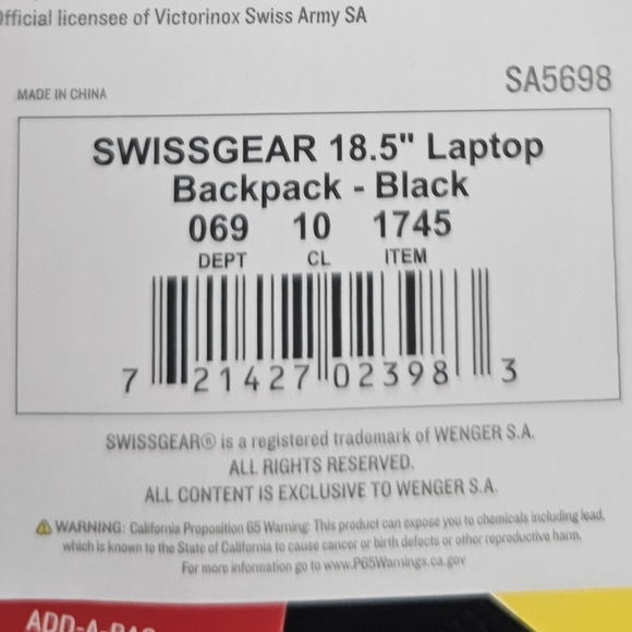 Swissgear 18.5 " Laptop Backpack - Picture 10 of 10